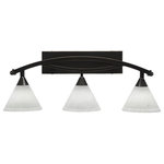 Toltec Lighting - Toltec Lighting 173-BC-312 Bow - Three Light Bath Bar - Bow 3 Light Bath Bar Shown In Black Copper Finish With 7" White Muslin Glass.Assembly Required: TRUE