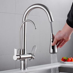 Antique Nickel Brushed Brass Mixer Three Way Drinking Water Kitchen Sink Faucet TN150F - Kitchen Faucets