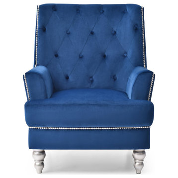 Pamona Navy Blue Upholstered Accent Chair