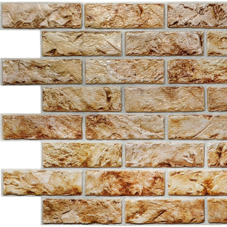 Copper Brown Bricks 3D Wall Panels, Set of 10, Covers 64 Sq Ft