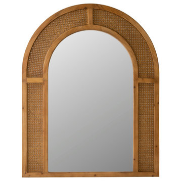 Woven Arched Rattan Framed Wall Mirror Small