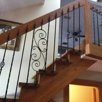Wooden Staircase Upgraded To Wrought Iron