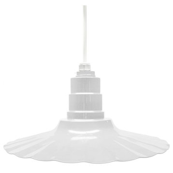 American Made Radial Wave, White, 16" Pendant Light, White Cord