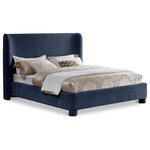 Meridian Furniture - Penny Bed, Navy, Full, Chenille Fabric - Give your bedroom an instant makeover with this navy Penny chenille fabric bed. A fusion of style and comfort, this full-size bed comes upholstered in rich navy chenille fabric for a charming look and has an extra-high, curved headboard for optimal support while you read or watch TV. A chic and functional addition to your bedroom, this handsome bed is a true showstopper from every angle.