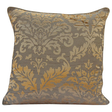 Gold Damask Pillow Cover, Burnout Velvet Pillow Covers 18"x18", Golden Damask