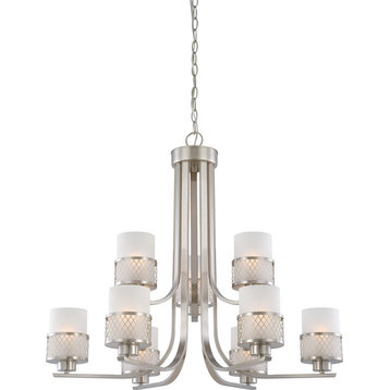 Fusion 9 Light - Chandelier With Frosted Glass