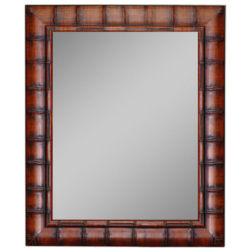 Dynasty Bamboo Dark Brown Wall Mirror, 17"x35"
