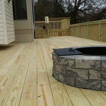 Custom multi-level deck with fire pit