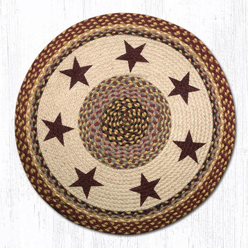 Earth Rugs RP-357 Burgundy Stars Round Patch 27" x 27"