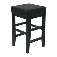 Office Star Products - 25" Square Black Faux Leather Barstool with Espresso Legs - Bar Stools and Counter Stools