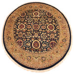 Bareen's Designer Rugs - Antique Agra Tabriz Vegetable Dye Jose Blue Tan Wool Rug - 7'11 x 7'11 - Designed with mesmerizing intricacy and gorgeous color palette, this hand-knotted masterpiece demonstrates the beauty and electrifying thrill of Pak Persian art. These meticulously handcrafted Pak-Persian rug is made with pure wool and features breathtaking traditional and transitional designs in beautiful lush color pallet. Known for their intricate designs these rugs are a reproduction of Persian rugs, made in Pakistan with unique Mughal designs. Made by master weavers using the same Persian texture, design and dying technique, we wanted to create the most significant manifestation of the Persian art, life and culture. This rug is most famous for its exceptional quality, incredible designs, patterns and vibrant rich color. Pak-Persian rugs made with Persian weave with high knot counts, which enables the high intricacy and detail found in the patterns are also referred to as State of art, each color adds a rich beautiful detail in the artwork of this rug. The design, color and beautiful chromatic composition with a vibrant sheen with traditional and transitional designs, exude beauty, elegance and quality make this rug a masterpiece of its own.