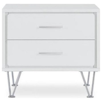 Bowery Hill 2 Drawer Nightstand in White