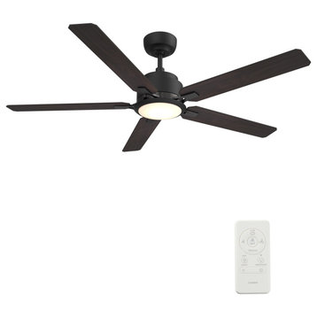 CARRO 56in. Dimmable Led Ceiling Fan with Remote 10 Speed and Lights, Black, 56 Inch
