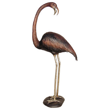 Flamingo Looking Back Bronze Sculpture