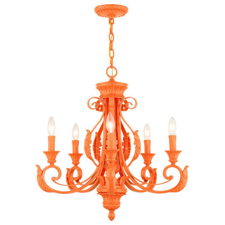 Livex 49065-77 5-Light Shiny Orange Chandelier, Shiny Orange