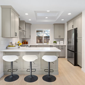 Modern Greige RTA Kitchen Cabinets with Quartz Countertops | The Cabination