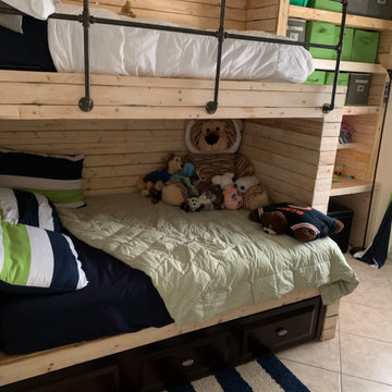 full size bottom bunk, twin size top bunk, twin size trundle
