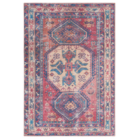 Nourison New Concept Washables 6' x 9' Red Navy Vintage Indoor Rug