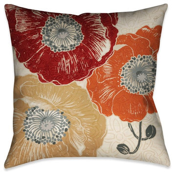 A Poppy's Touch I Decorative Pillow, 18"x18"