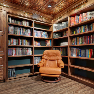 Rotating Hidden Wall Bed - Oiled Walnut Library