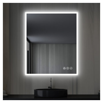 Fogless, Dimmable, Color Temperature Adjustable LED Mirror, 30x36