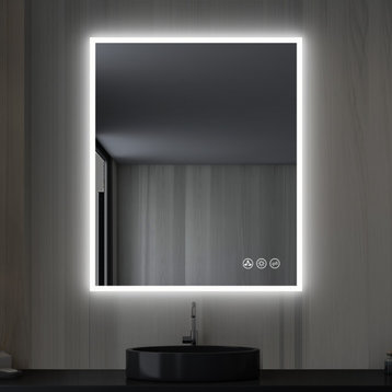 Fogless, Dimmable, Color Temperature Adjustable LED Mirror, 30x36