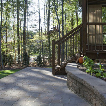 Stone walkway to wood porch