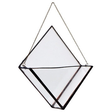 Diamond & Triangle Duo Terrarium, Large, Brass Chain
