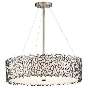 Silver Coral Chandelier/Pendant 4-Light, Classic Pewter