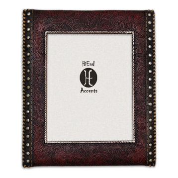 Tooled Leather With Studded Sides Picture Frame, 8x10