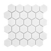 10.5"x11" Victorian Hex Mosaic Floor/Wall Tiles, Set of 10, Matte White