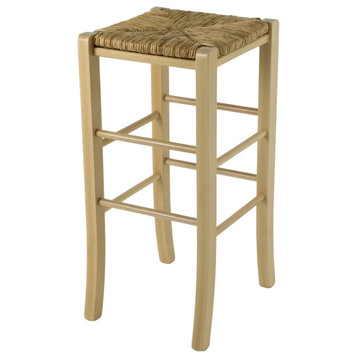 Linon Easton Backless Set of Two Wood 29" Barstools in Natural