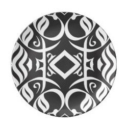 Black and White Calligraphic Plate - Dinner Plates