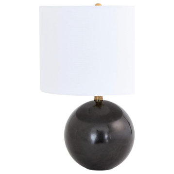 Black Veined Marble Sphere Table Lamp Round Ball Simple Minimalist 20.5 in x 14