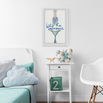"Let's Be Mermaids IV" Framed Painting Print