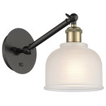 Innovations Lighting - Innovations 317-1W-BAB-G411 1-Light Sconce, Black Antique Brass - Innovations 317-1W-BAB-G411 1-Light Sconce Black Antique Brass. Collection: Ballston. Style: Industrial, Modern Contempo, Restoration-Vintage, Transitional. Metal Finish: Black Antique Brass. Metal Finish (Canopy/Backplate): Black Antique Brass. Material: Steel, Cast Brass, Glass. Dimension(in): 12. 25(H) x 5. 5(W) x 12. 75(Ext). Bulb: (1)60W Medium Base,Dimmable(Not Included). Maximum Wattage Per Socket: 100. Voltage: 120. Color Temperature (Kelvin): 2200. CRI: 99. 9. Lumens: 220. Glass Shade Description: White Dayton. Glass or Metal Shade Color: White. Shade Material: Glass. Glass Type: Frosted. Shade Shape: Dome. Shade Dimension(in): 5. 5(W) x 5. 5(H). Fitter Measurement (Glass Or Metal Shade Fitter Size): Neckless with a 2. 125 inch Hole. Backplate Dimension(in): 5. 3(Dia) x 0. 75(Depth). ADA Compliant: No. California Proposition 65 Warning Required: Yes. UL and ETL Certification: Damp Location.