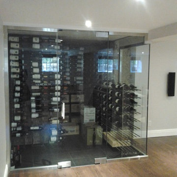 Glass wine cellar