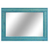 Aqua Stained Herringbone Vanity Mirror, 42"x30"