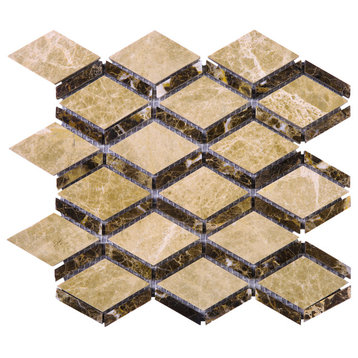 9.75"x10.75" Kiera Stone Mosaic Tile Sheet, Cedar and Dynasty