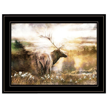 "Heading Home-Elk" by Bluebird Barn, Framed Print, Black Frame