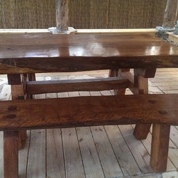Split Oak Dining Table and Benches - Products