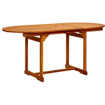 Vidaxl Garden Dining Table, 47.2"-66.9"x31.5"x29.5" Solid Acacia Wood
