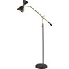 Oscar Adjustable Floor Lamp - Black with Antique Brass