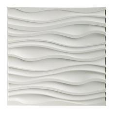 19.7"x19.7" Art3d PVC Wave Board Decorative 3D Wall Panels, Set of 12, White