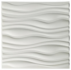 19.7"x19.7" Art3d PVC Wave Board Decorative 3D Wall Panels, Set of 12, White
