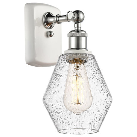 Ballston Cindyrella 1 Light Wall Sconce, White and Polished Chrome, Seedy Glass