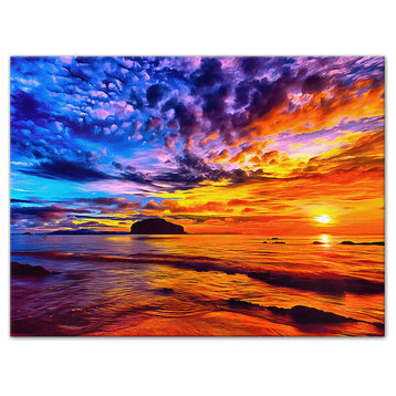 Vibrant Colorful Coastal Sunset 18x24 Canvas Wall Art