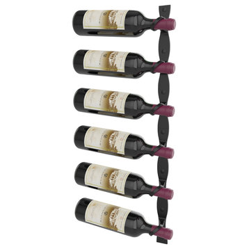 Helix Single 30 (minimalist wall mounted metal wine rack kit), Matte Black, Left Facing Bottle