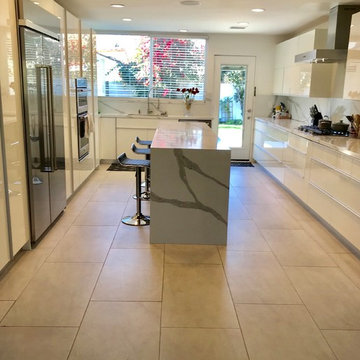 Traditional Kitchen with Brick