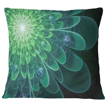 Perfect Fractal Flower in Soft Green Floral Throw Pillow, 18"x18"